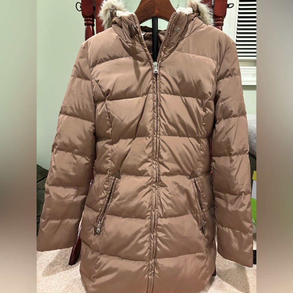 Lauren Ralph Lauren Women's Small‎ Taupe Mid-Length Puffer Coat Like New